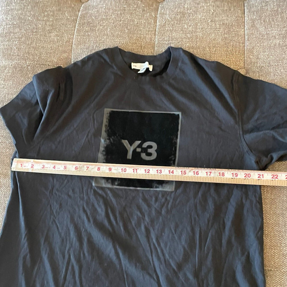 Yohji Yamamoto Adidas Tee LARGE rare square Y-3 square logo velvet black - Picture 4 of 16